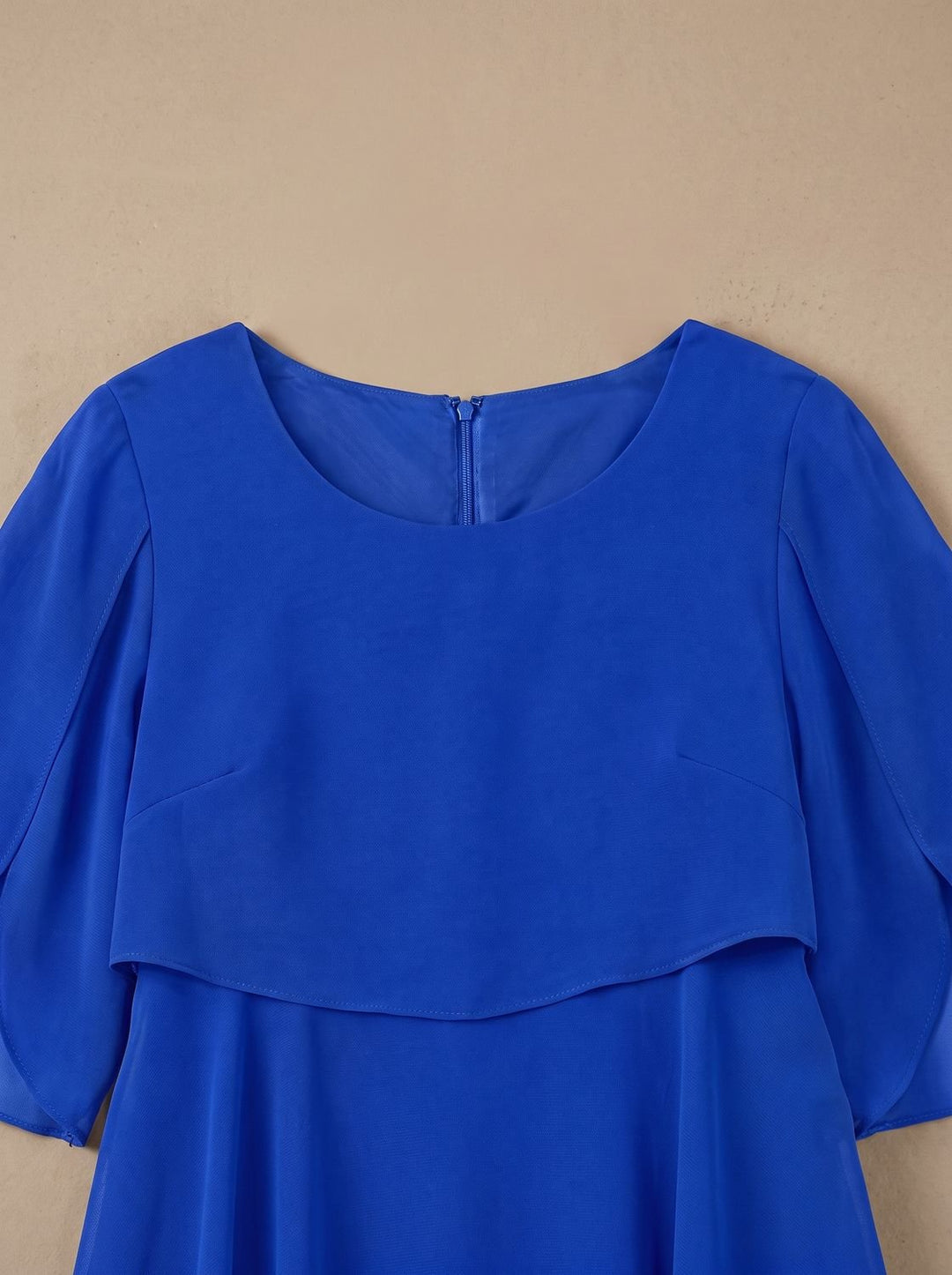 Women's Layered Ruffle Dress Flutter-Sleeve Chiffon Midi
