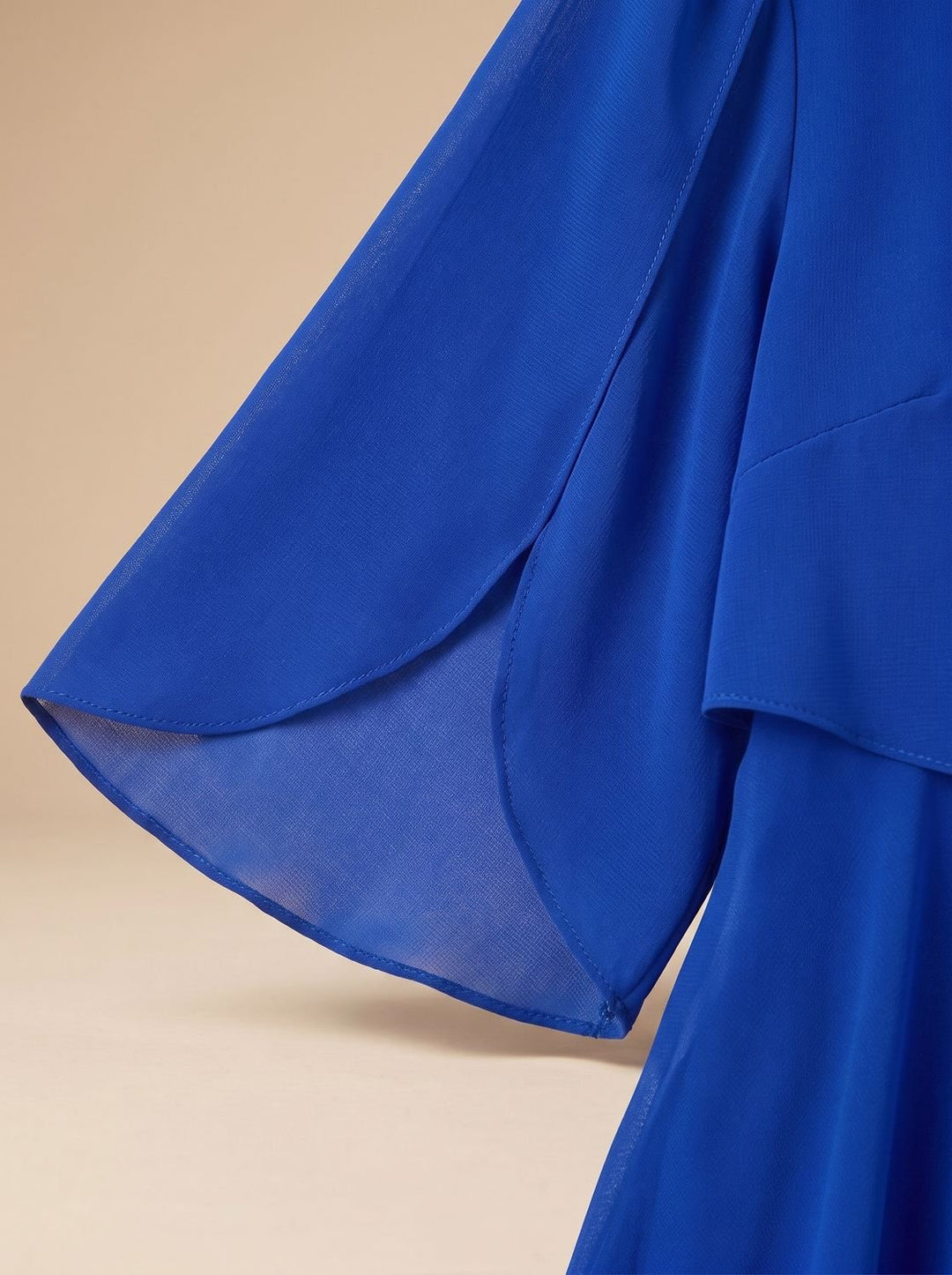 Women's Layered Ruffle Dress Flutter-Sleeve Chiffon Midi