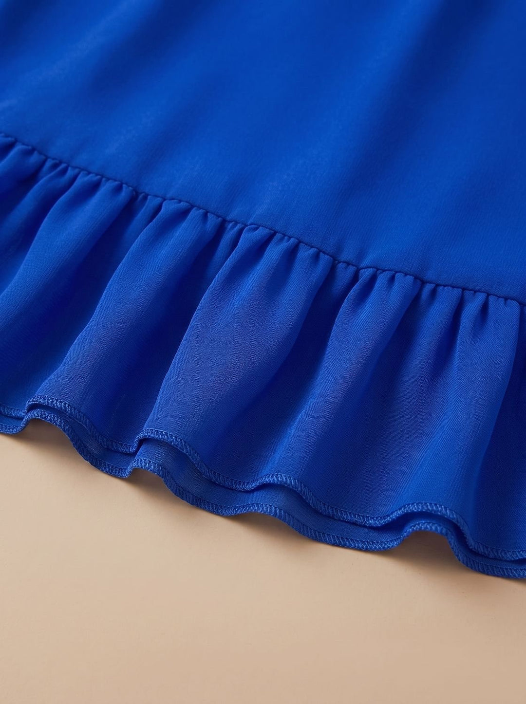 Women's Layered Ruffle Dress Flutter-Sleeve Chiffon Midi