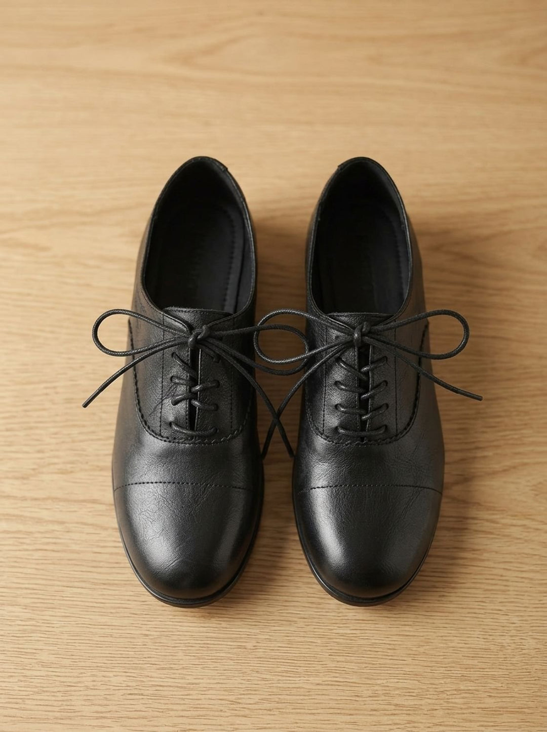 Women's Leather Lace-Up Cap Toe Oxford Flat Shoes