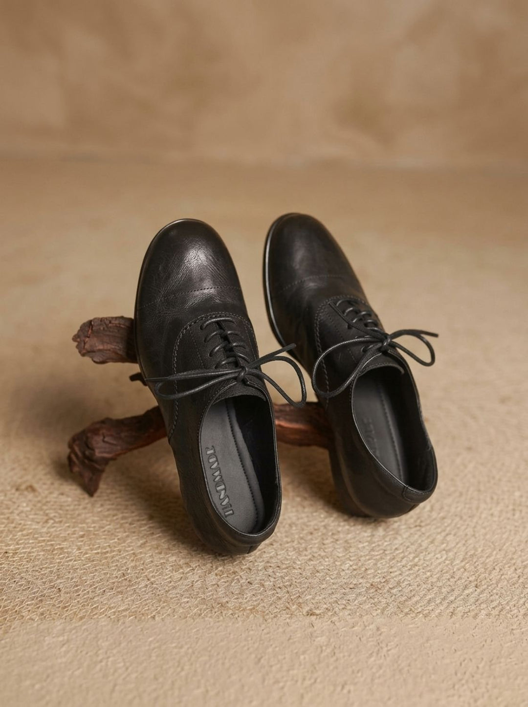 Women's Leather Lace-Up Cap Toe Oxford Flat Shoes