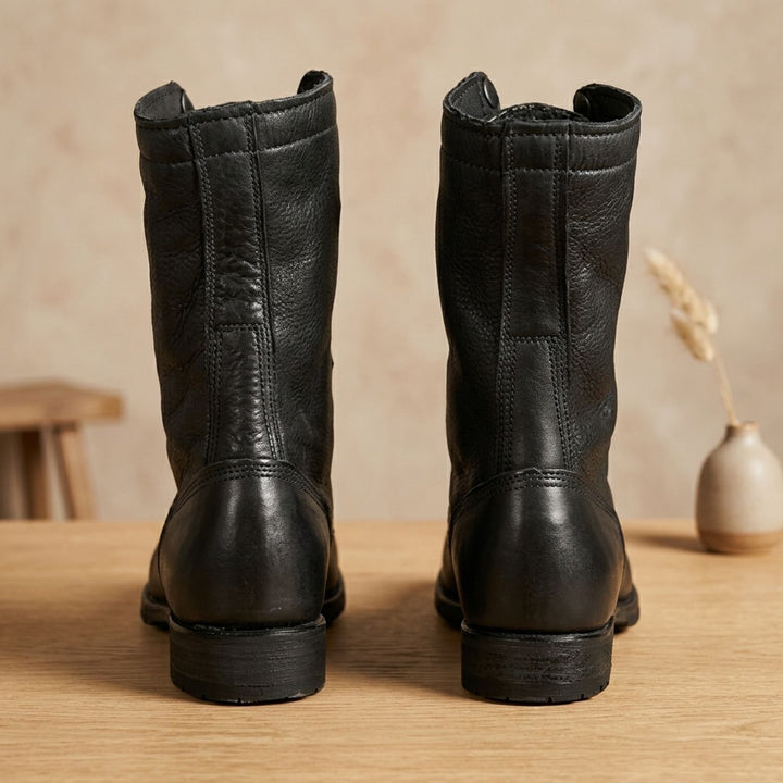 Women's Leather Lace-Up Mid-Calf Combat Boots