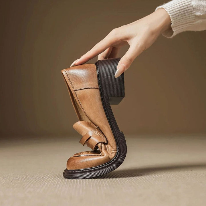 Women's Leather Penny Loafer Slip-On Flats