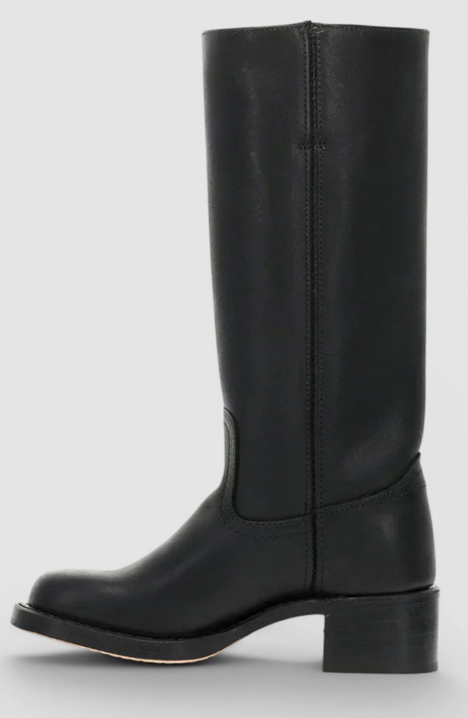 Women's Leather Stacked-Heel Knee-High Boots