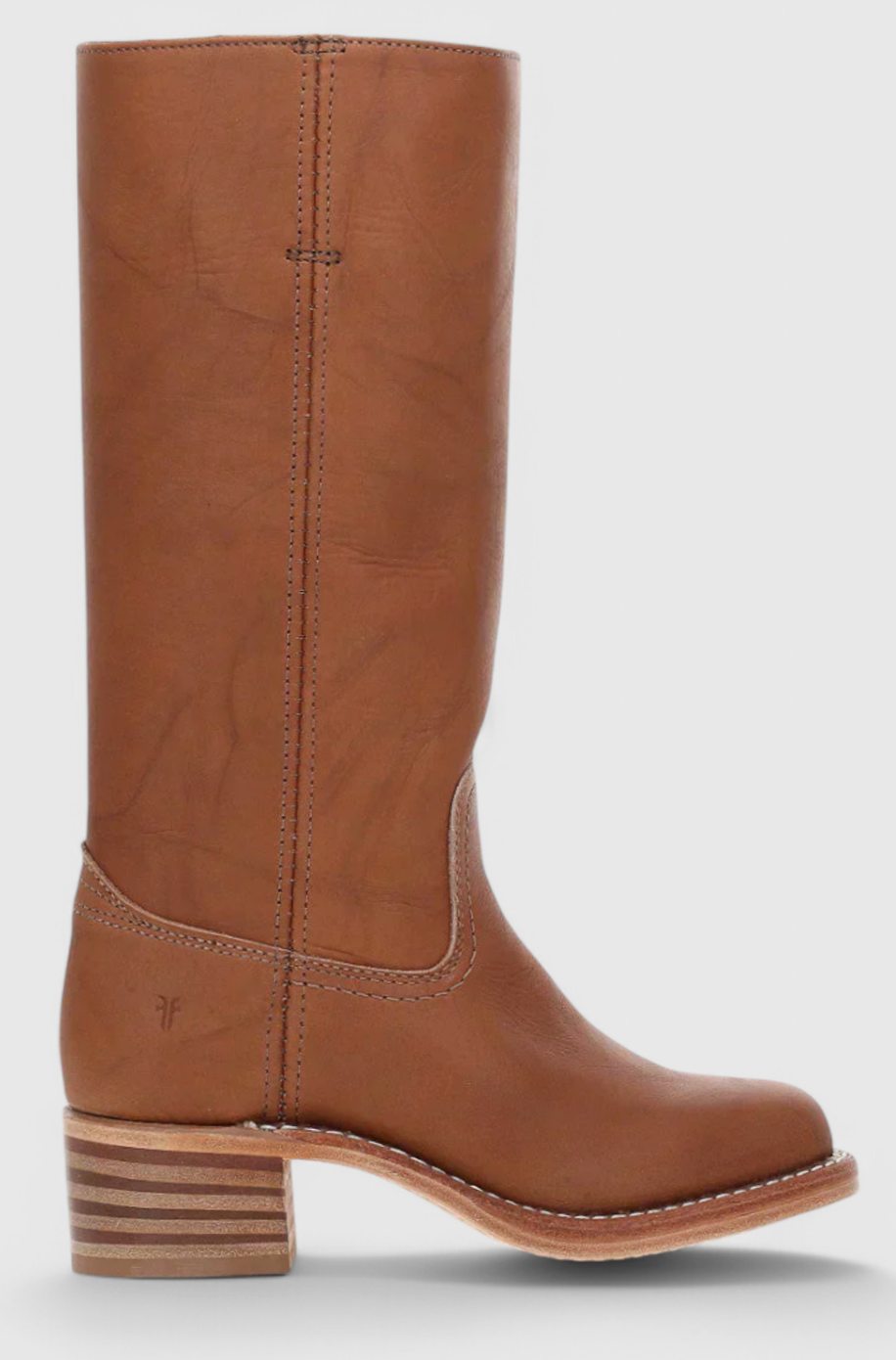 Women's Leather Stacked-Heel Knee-High Boots