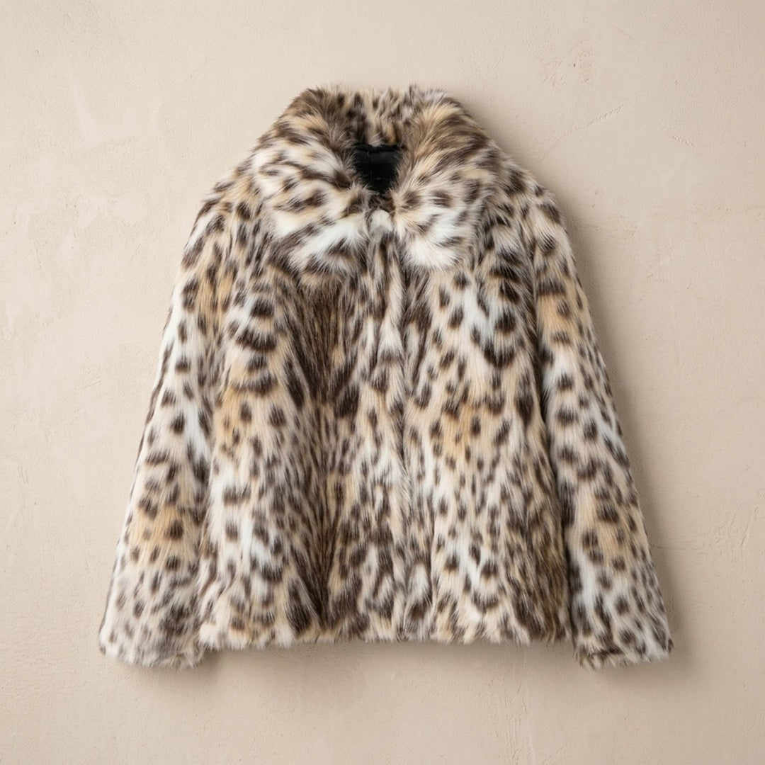 Women's Leopard-Print Cropped Faux Fur Jacket