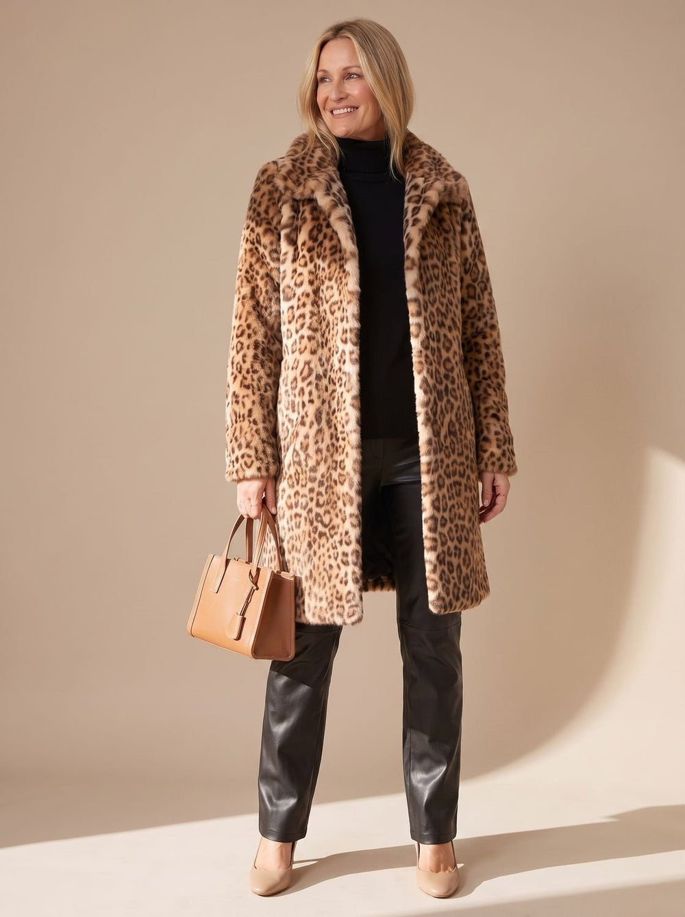 Women's Leopard Print Faux Fur Winter Coat
