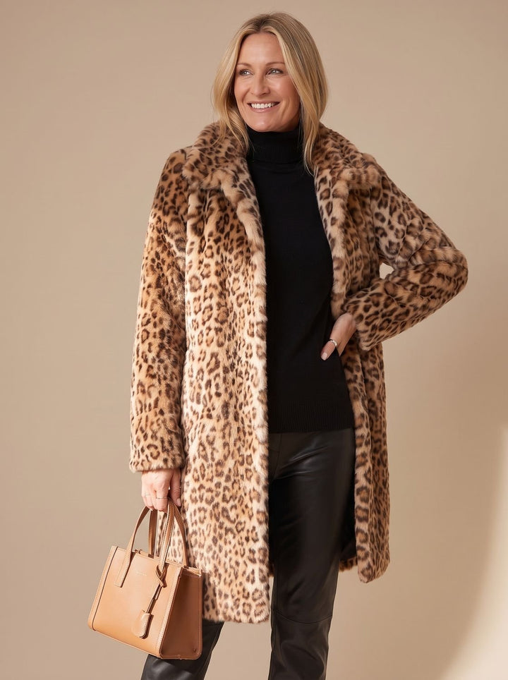 Women's Leopard Print Faux Fur Winter Coat