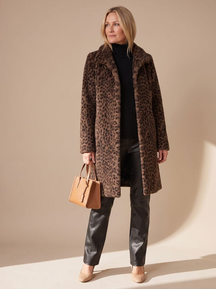 Women's Leopard Print Faux Fur Winter Coat