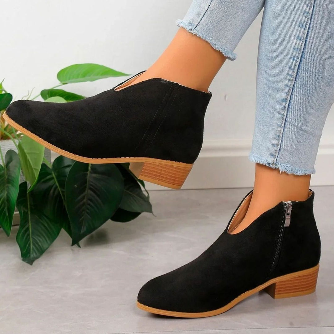 Women's Leopard Print Side-Zip Block-Heel Ankle Boots
