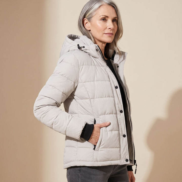 Women's Lightweight Hooded Quilted Puffer Jacket - Gray