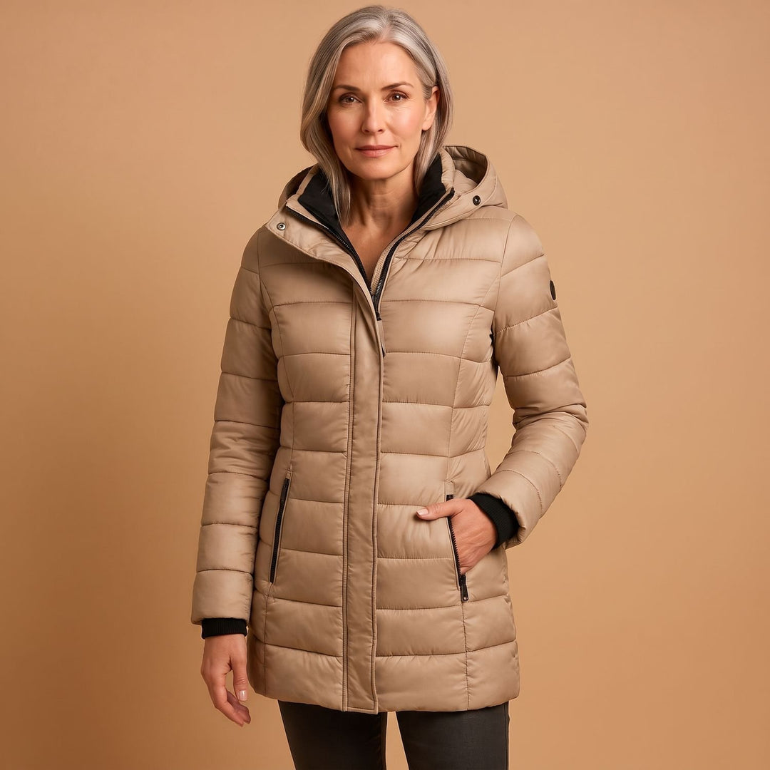 Women's Lightweight Hooded Quilted Puffer Jacket - Khaki
