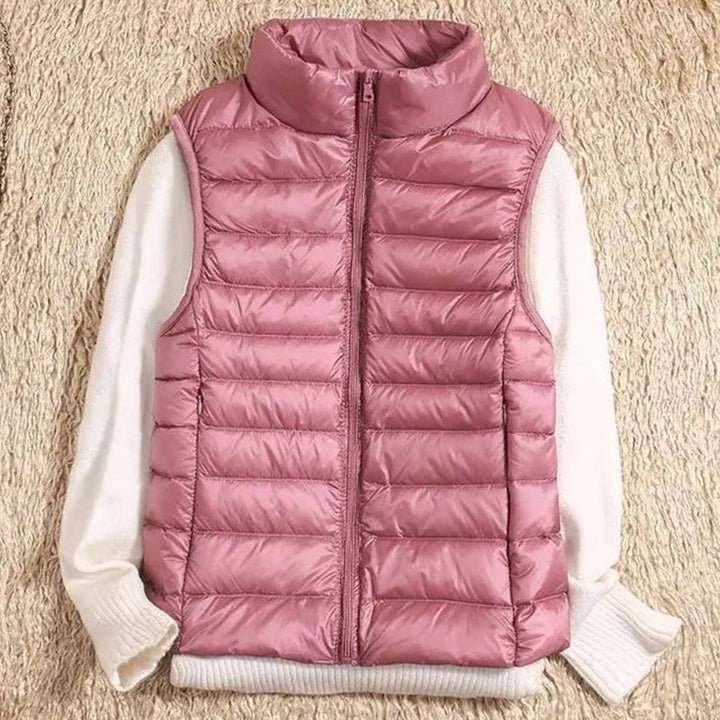 Women's Lightweight Quilted Zip-Front Sleeveless Puffer Vest - Pink