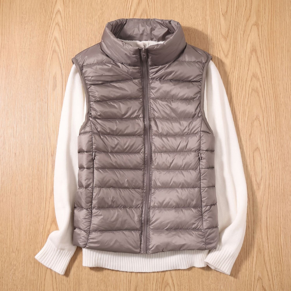 Women's Lightweight Waterproof Quilted Puffer Vest - Champagne