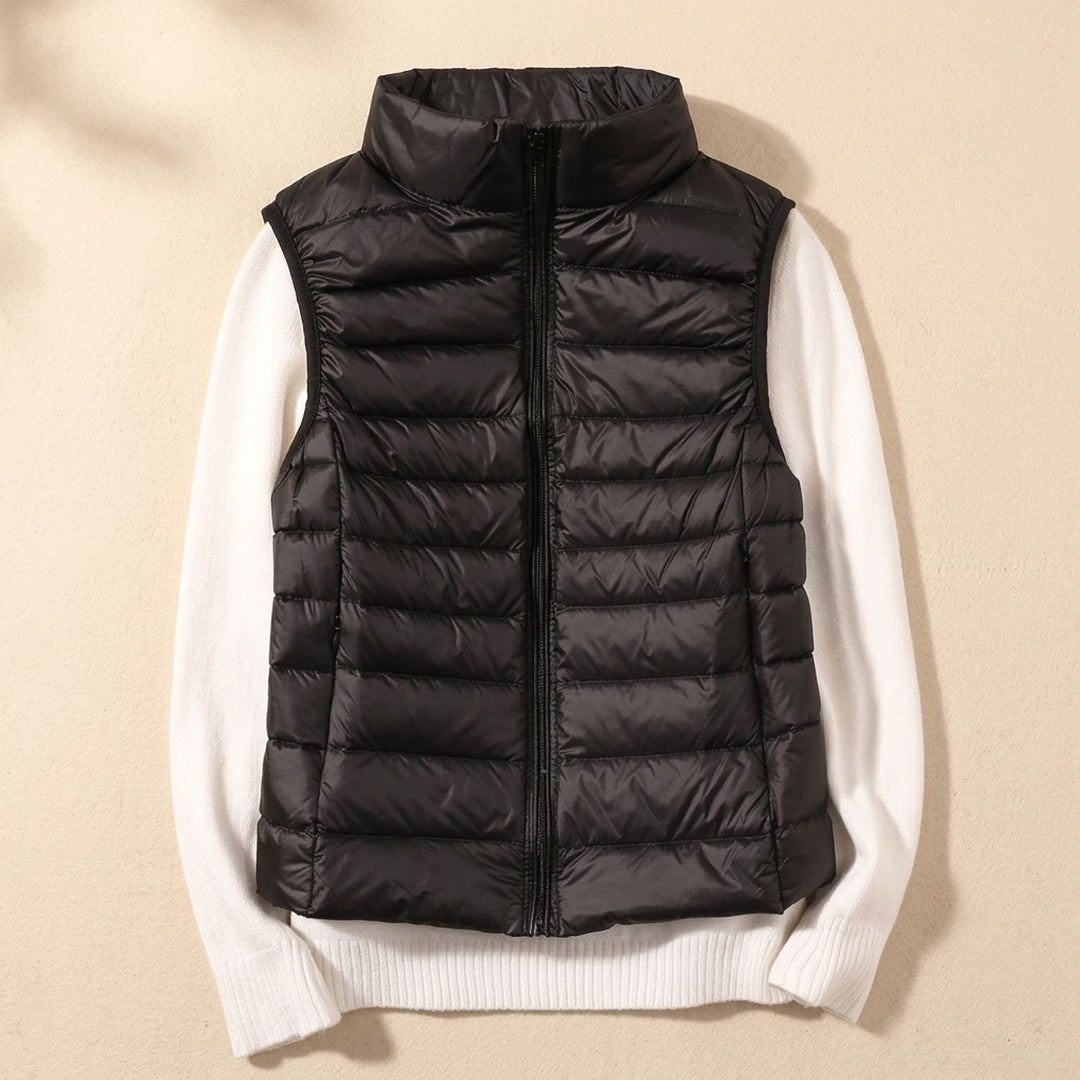 Women's Lightweight Waterproof Quilted Puffer Vest - Black