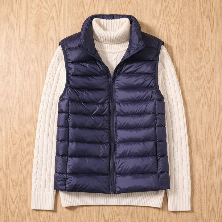 Women's Lightweight Waterproof Quilted Puffer Vest - Navy Blue