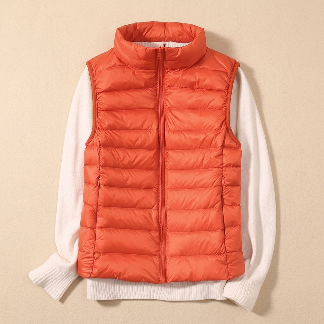 Women's Lightweight Waterproof Quilted Puffer Vest - Orange
