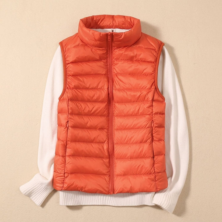 Women's Lightweight Waterproof Quilted Puffer Vest - Orange