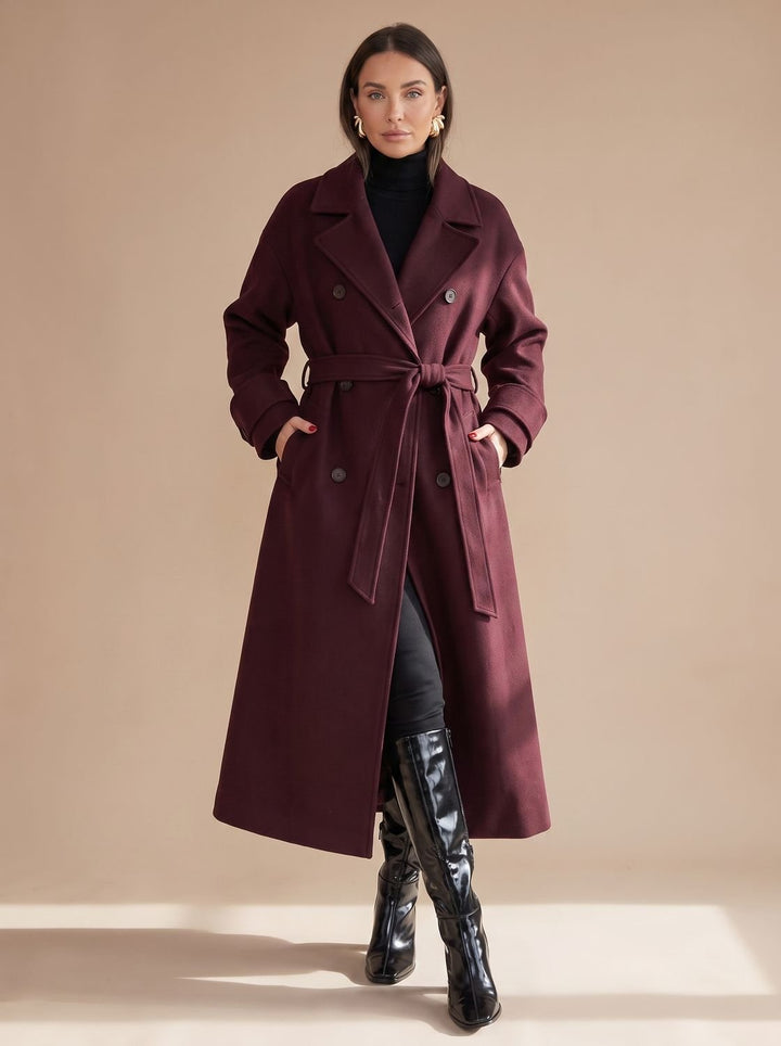 Women's Long Belted Wrap Winter Coat