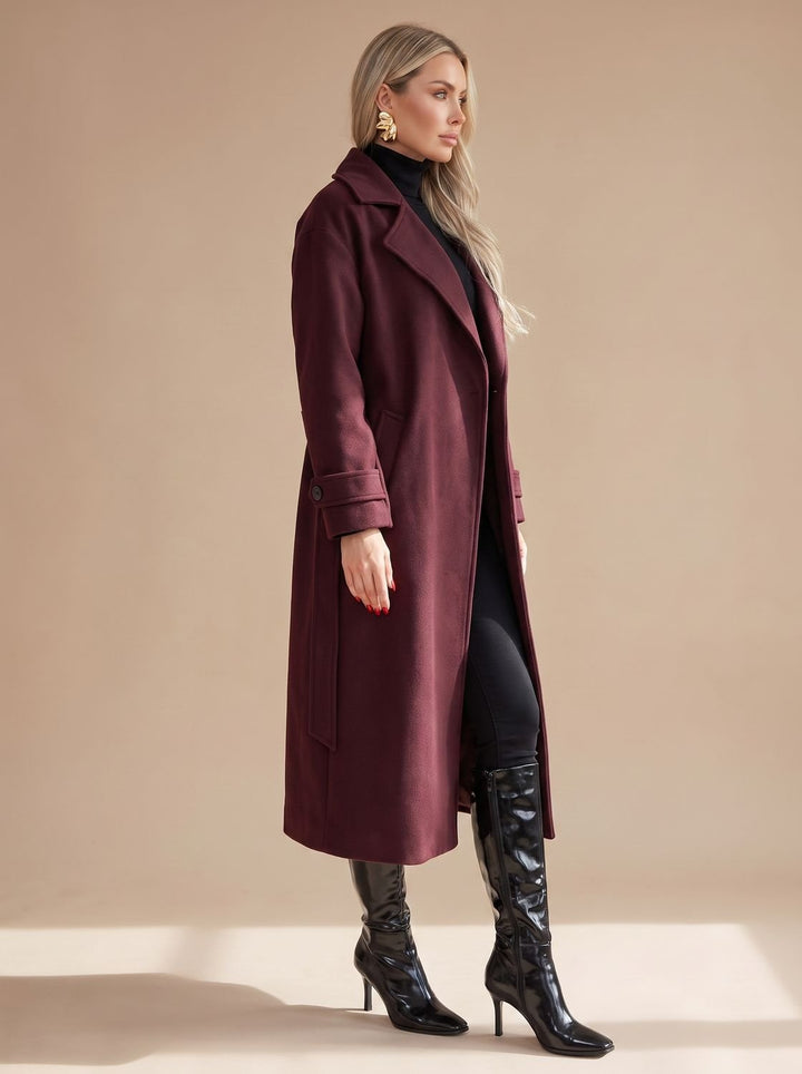 Women's Long Belted Wrap Winter Coat