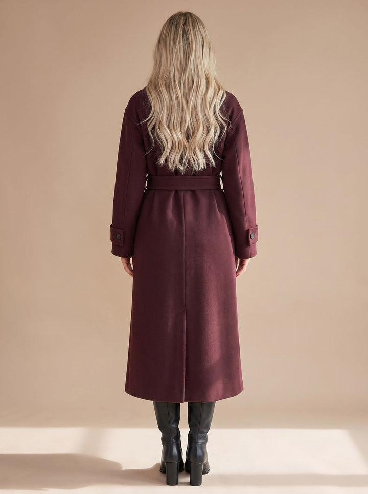 Women's Long Belted Wrap Winter Coat