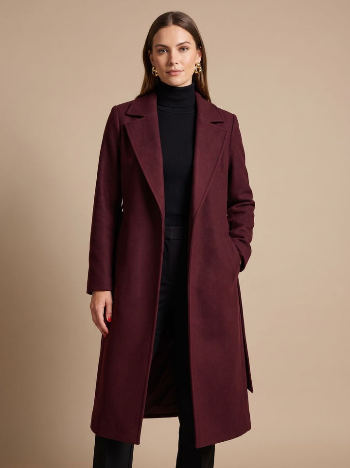 Women's Long Belted Wrap Winter Coat