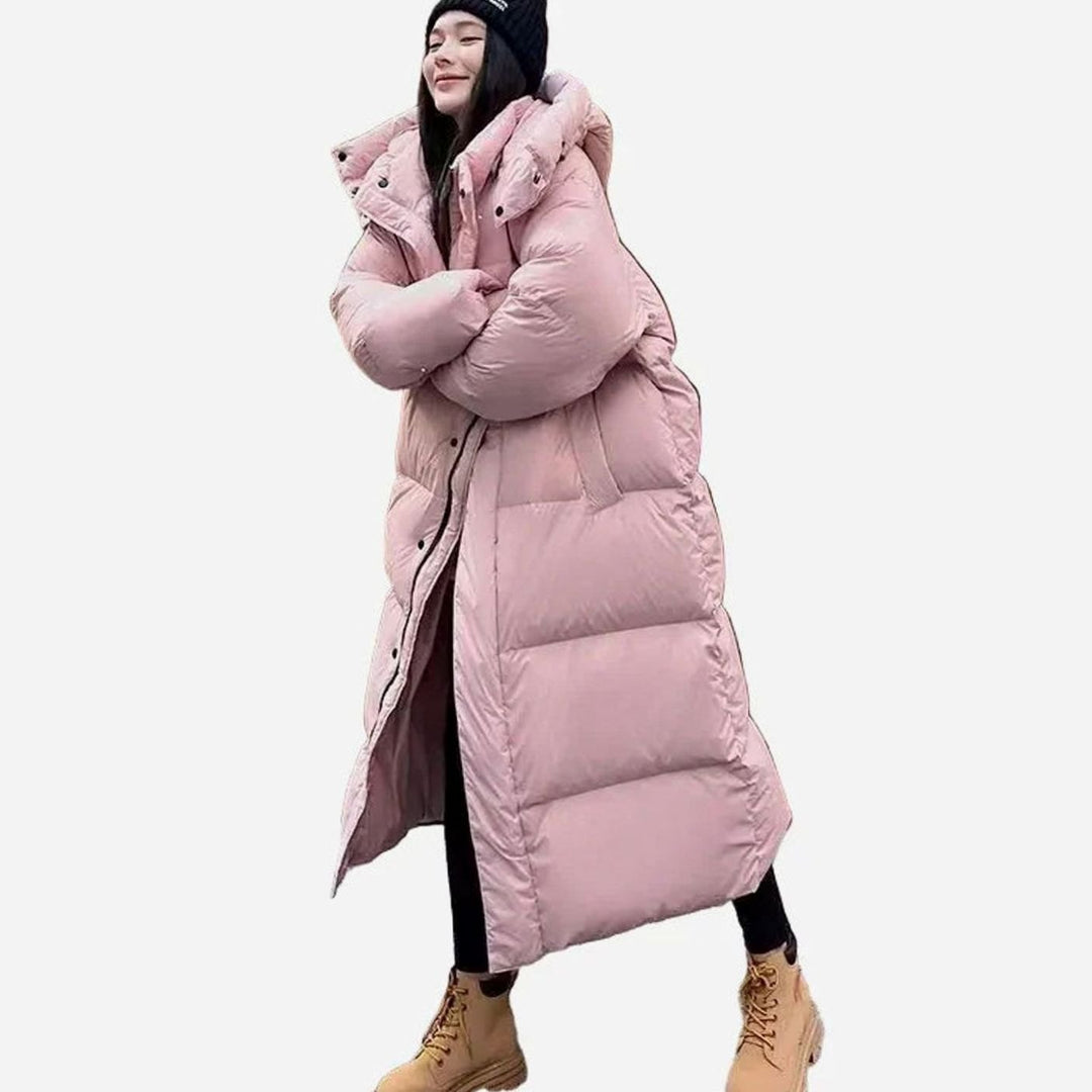 Women's Long Hooded Quilted Oversized Puffer Coat - Pink