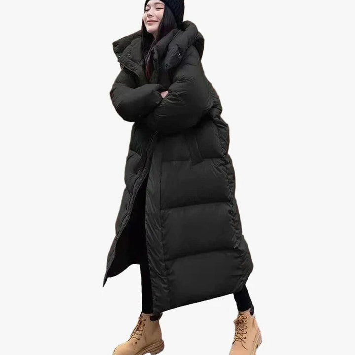 Women's Long Hooded Quilted Oversized Puffer Coat - Black
