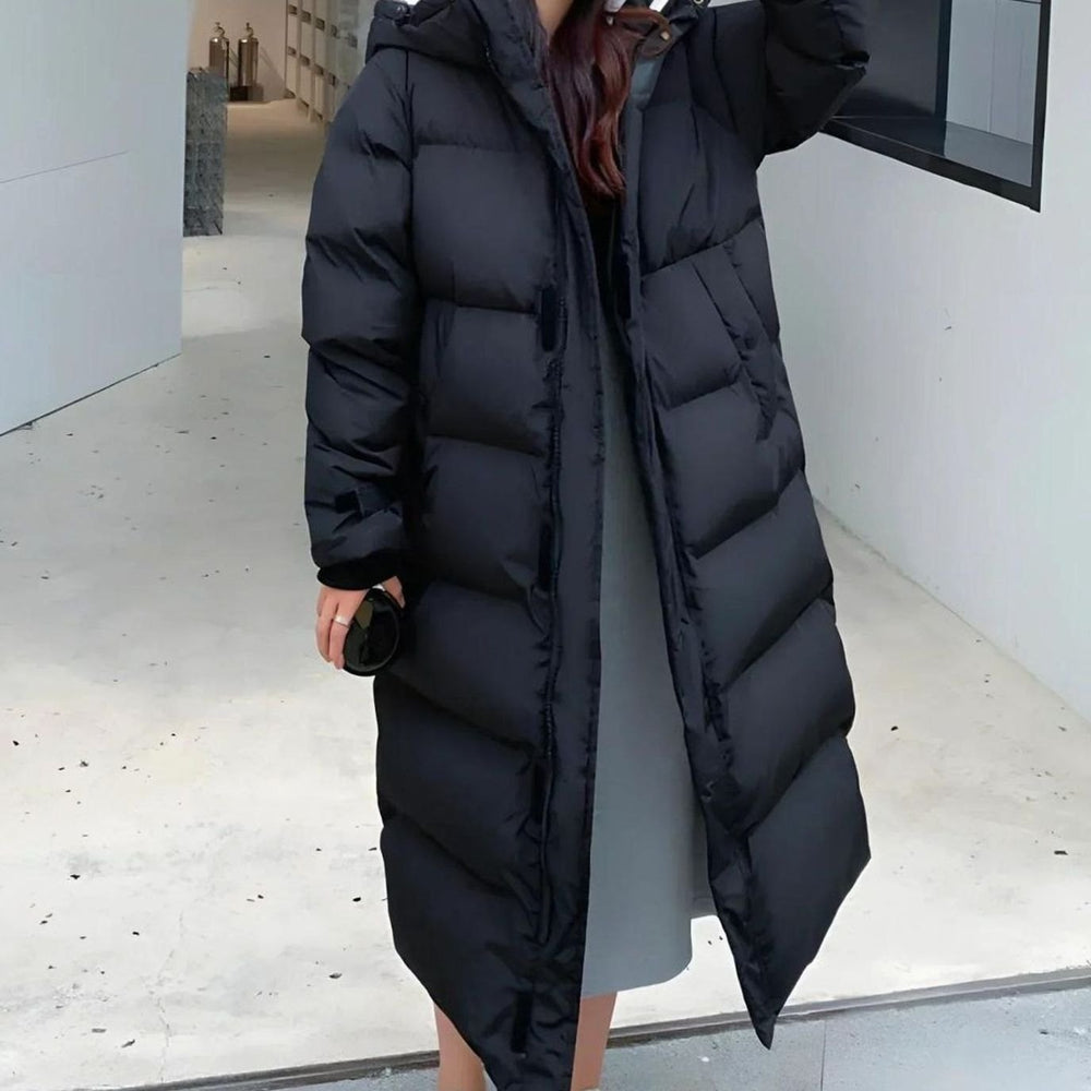 Women's Long Hooded Windproof Puffer Jacket
