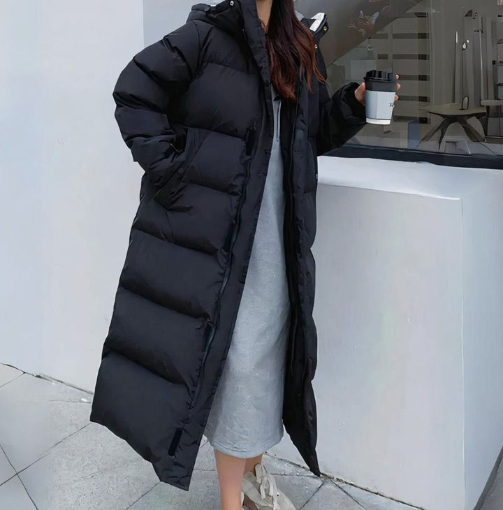 Women's Long Hooded Windproof Puffer Jacket