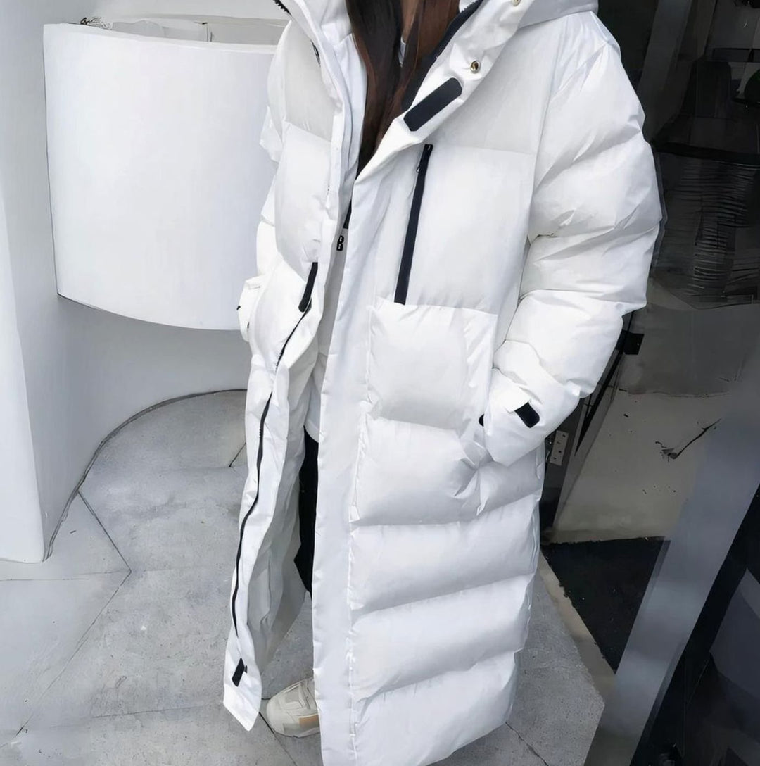 Women's Long Hooded Windproof Puffer Jacket