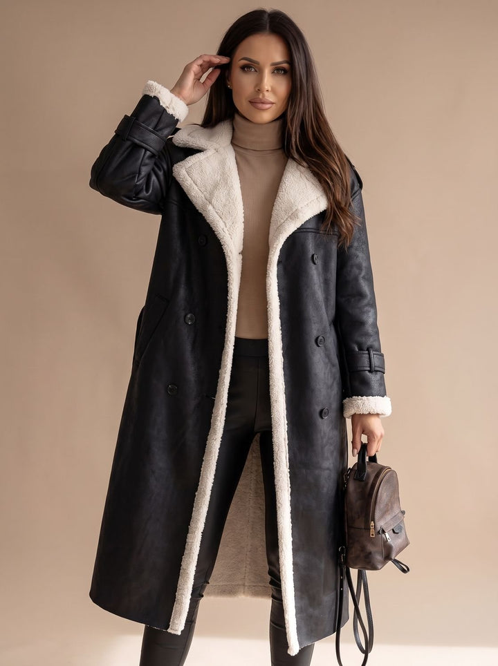 Women's Long Teddy Winter Coat Double-Breasted Sherpa Belted
