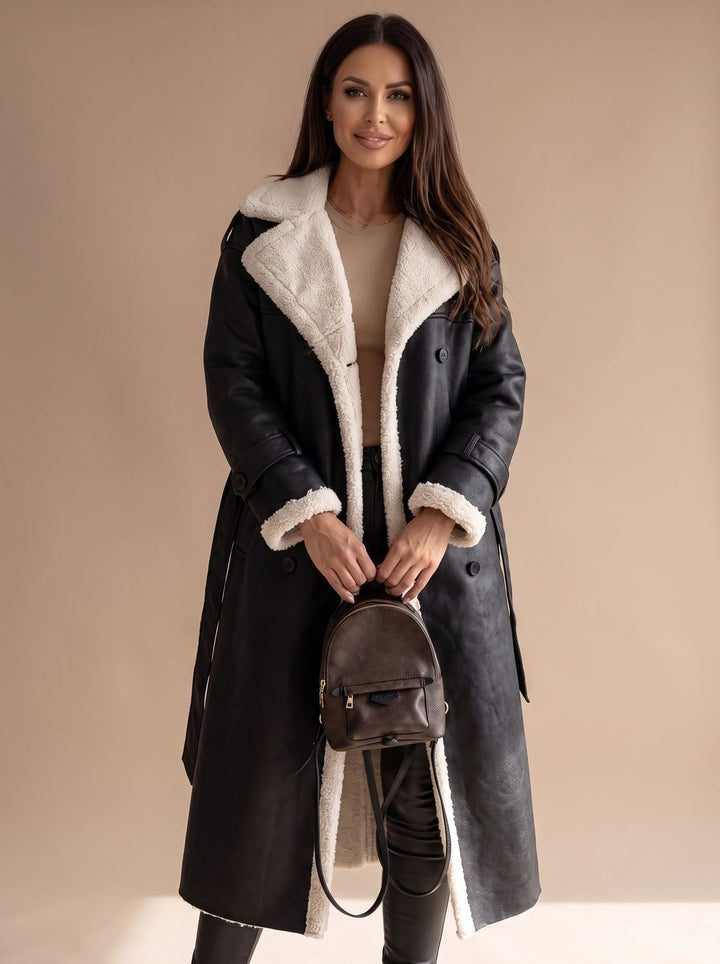 Women's Long Teddy Winter Coat Double-Breasted Sherpa Belted