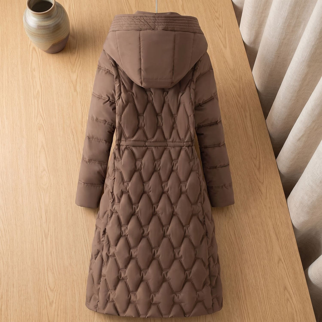 Women's Longline Quilted Hooded Parka Winter Coat