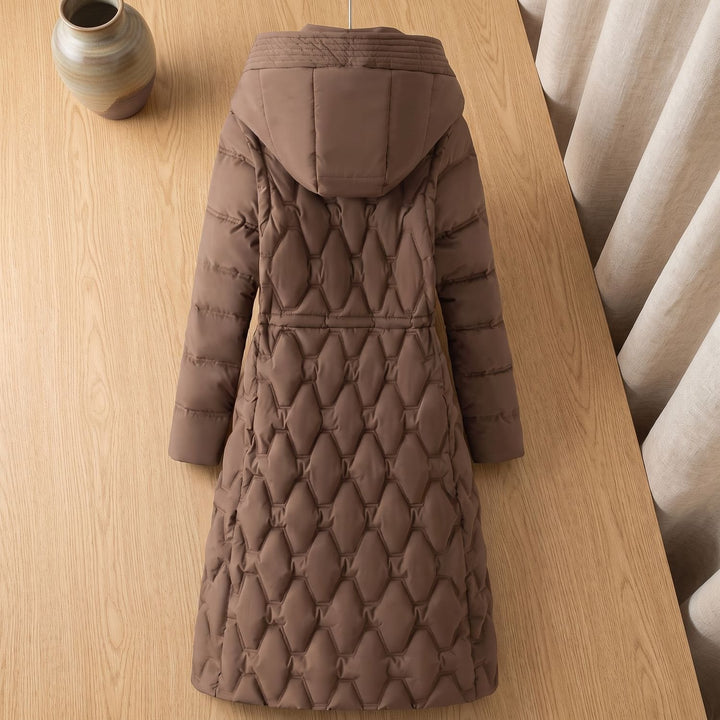 Women's Longline Quilted Hooded Parka Winter Coat