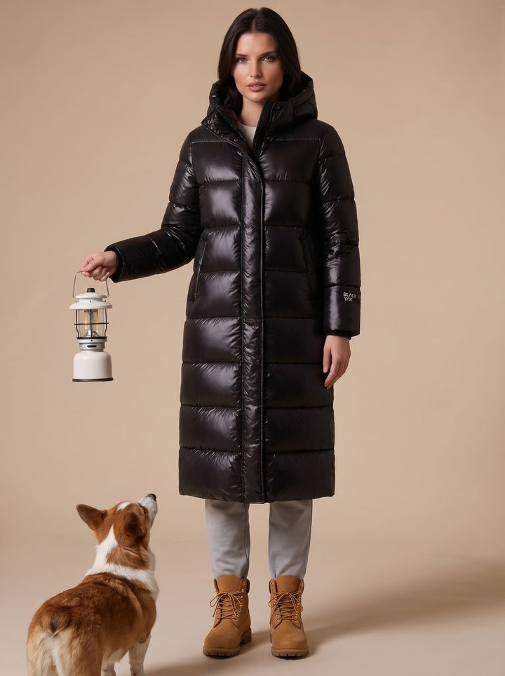 Women's Longline Quilted Hooded Puffer Jacket
