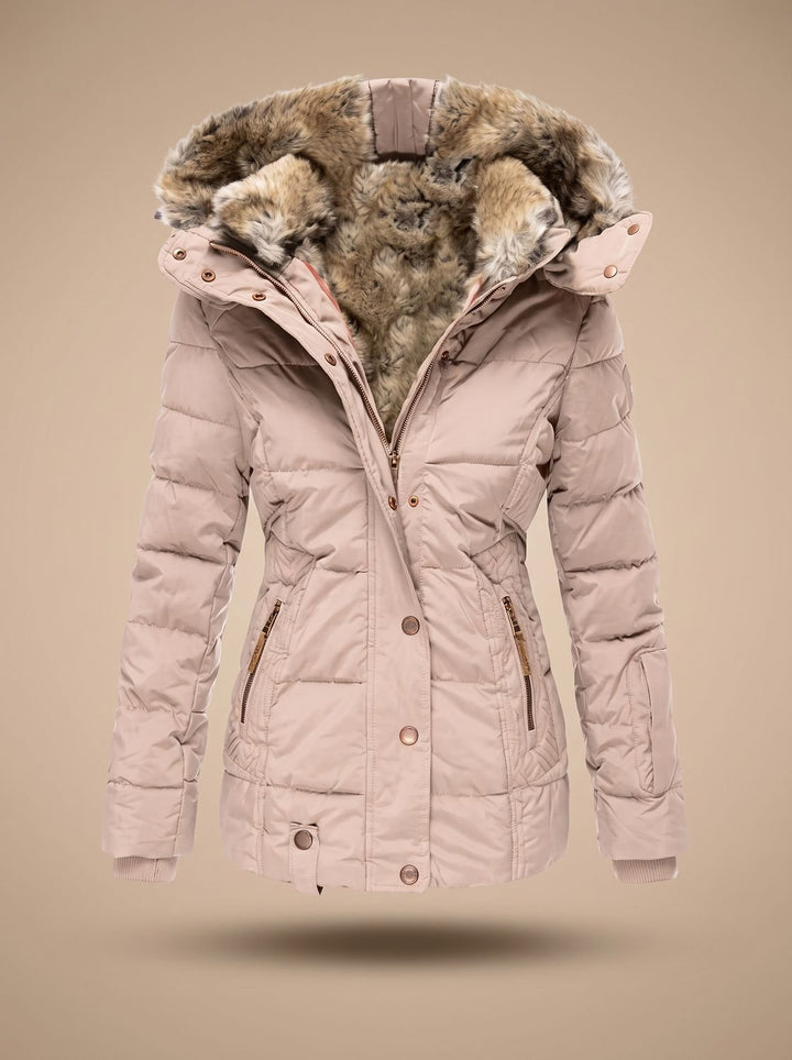 Women's Longline Quilted Puffer Coat Faux Fur Hooded