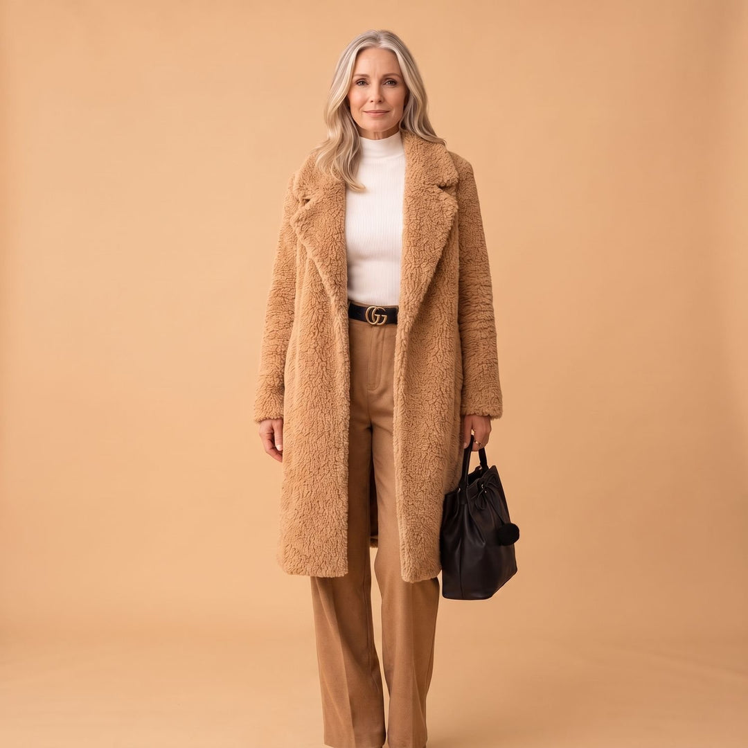 Women's Longline Relaxed-Fit Sherpa Teddy Winter Coat - Orange