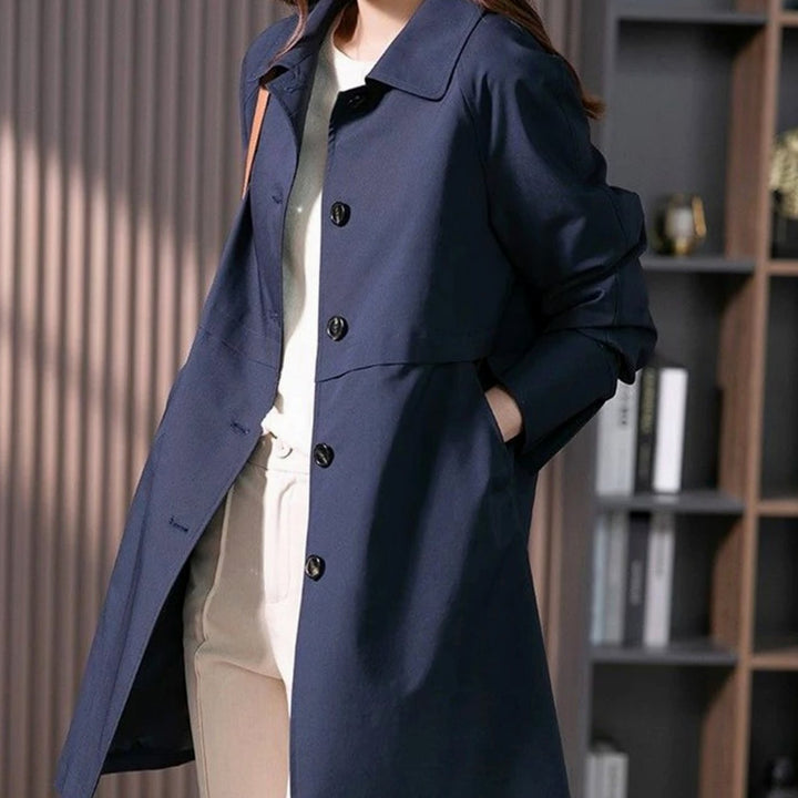 Women's Longline Single-Breasted Button-Front Trench Coat