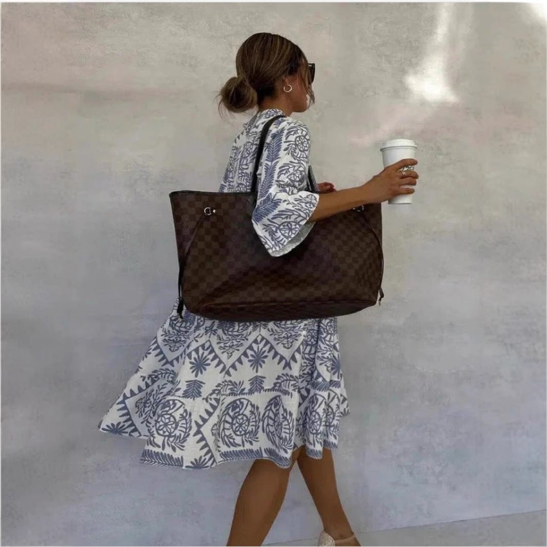 Women's Loose-Fit Floral Print Tiered Tunic Dress