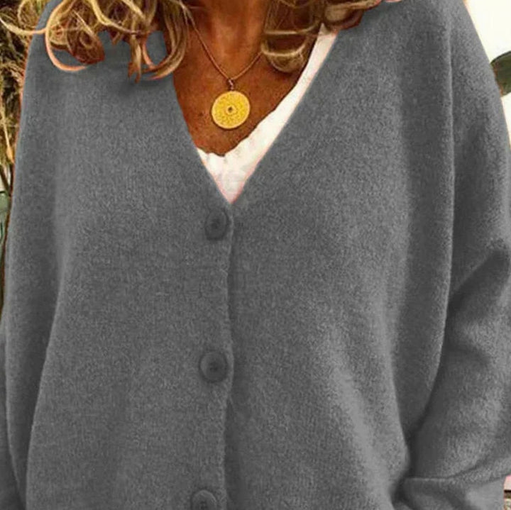 Women's Loose-Fit V-Neck Button-Front Knit Cardigan