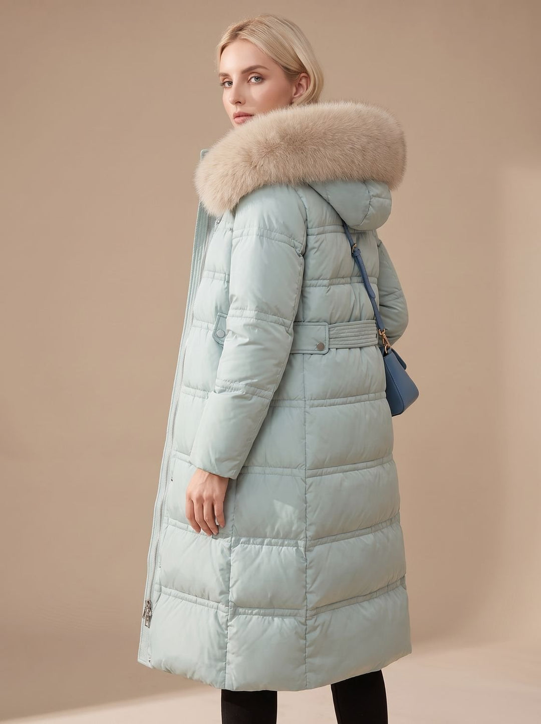 Women's Luxury Long Puffer Parka Fur-Hood Winter Coat