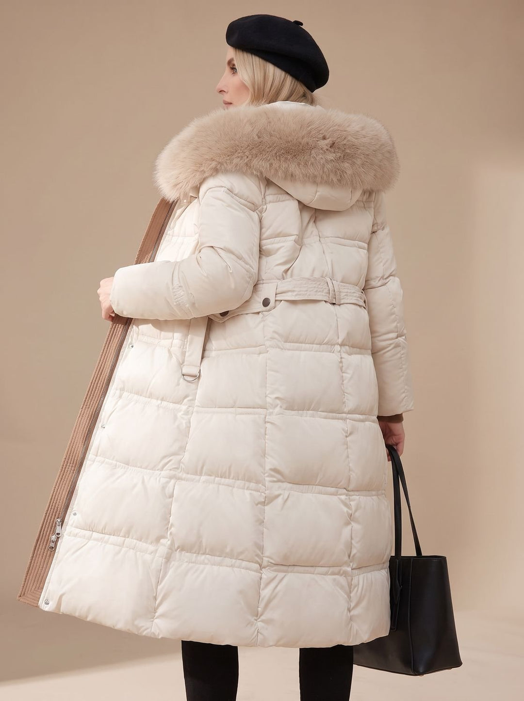 Women's Luxury Long Puffer Parka Fur-Hood Winter Coat