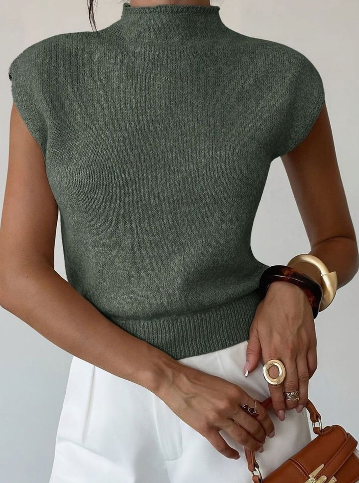 Women's Mock Neck Sleeveless Knit Sweater Vest