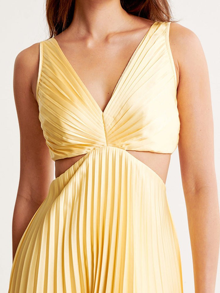 Women's Mother of the Bride Dress Pleated Cut-Out Maxi