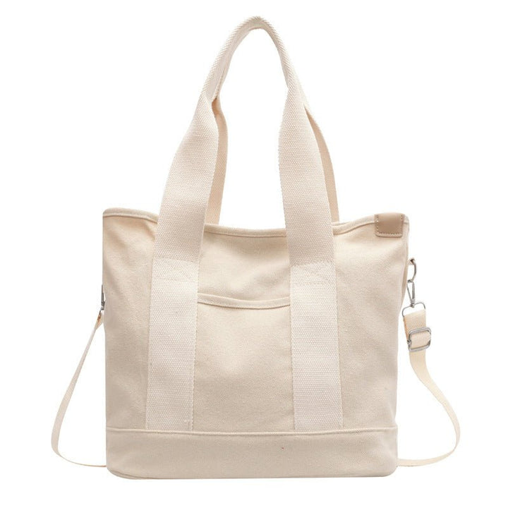 Women's Multifunction Crossbody Canvas Tote Bag Adjustable Strap - Weiß