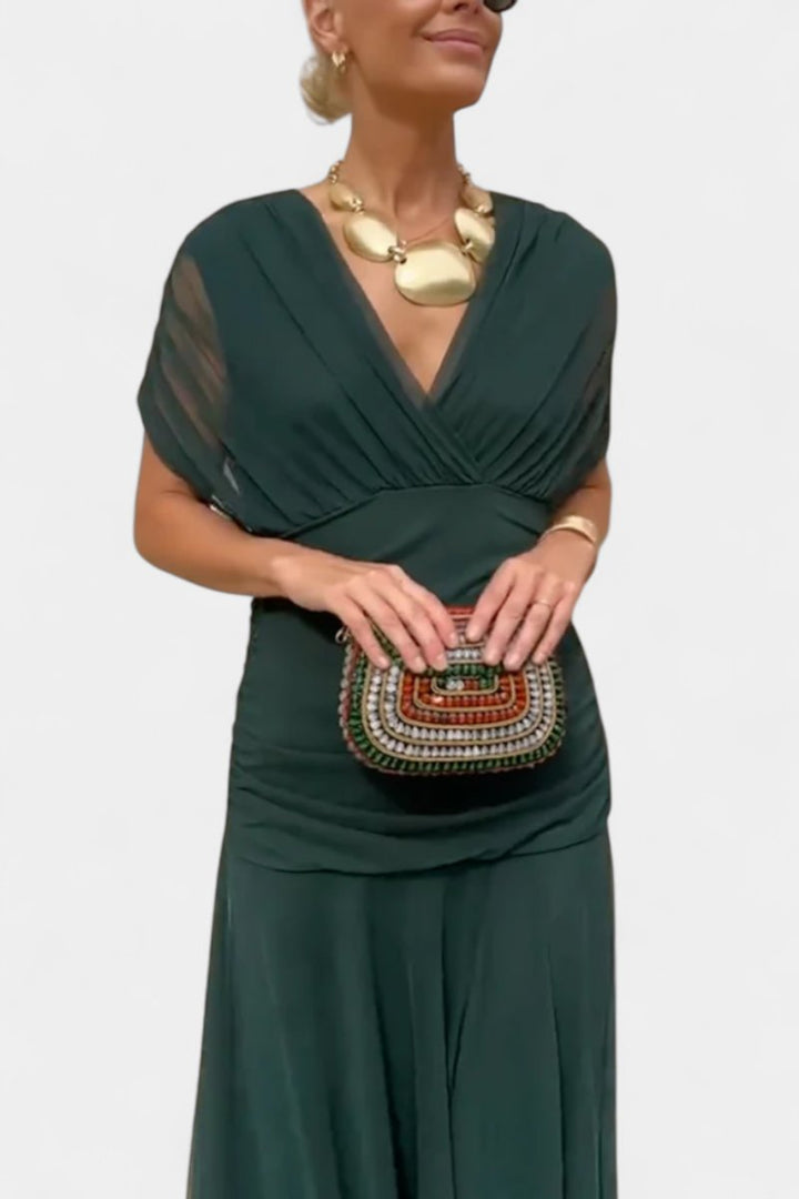 Women's Off-Shoulder Ruched Maxi Cocktail Party Dress