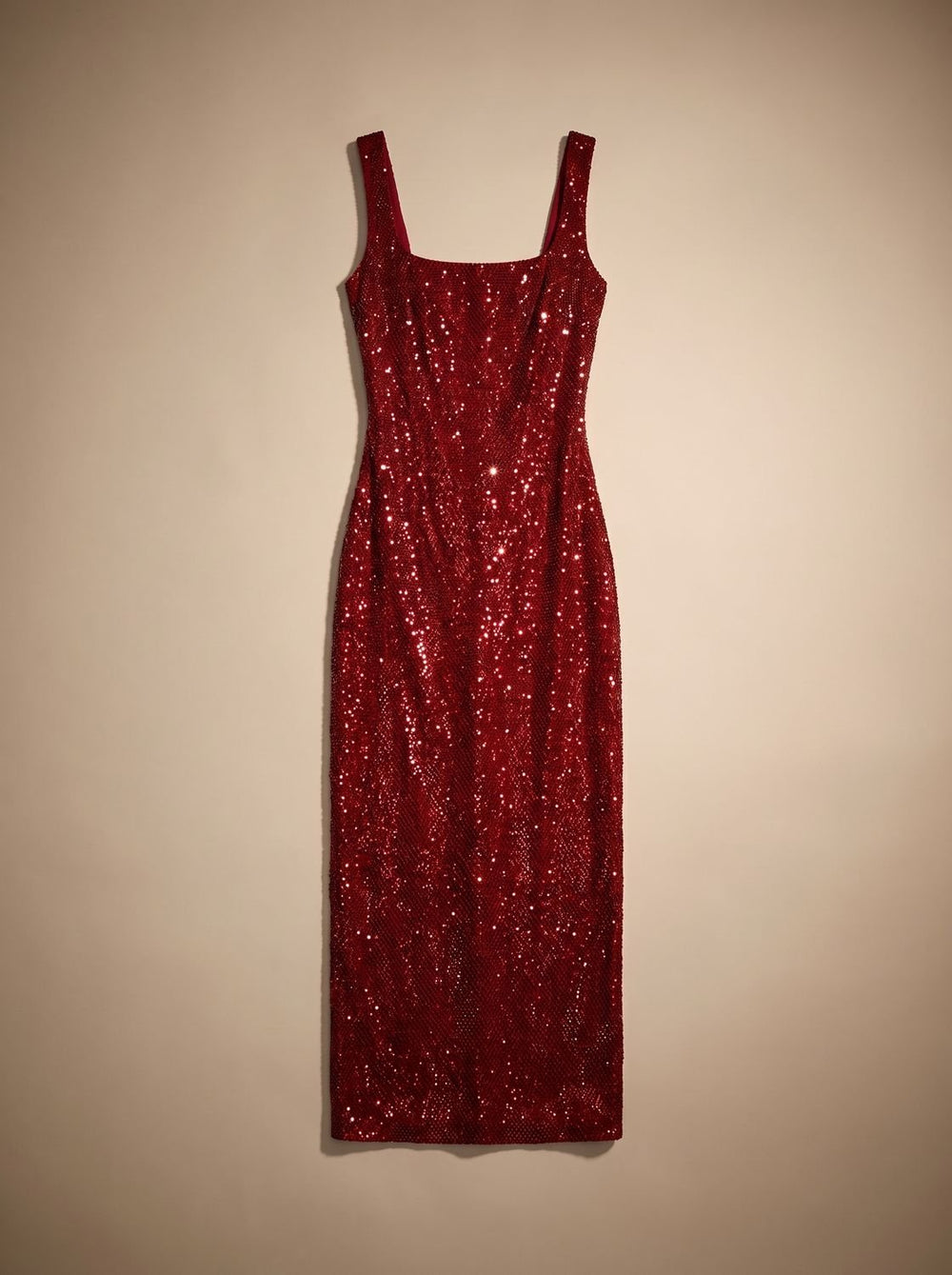Women's Open-Back Sequin Maxi Dress Square Neck