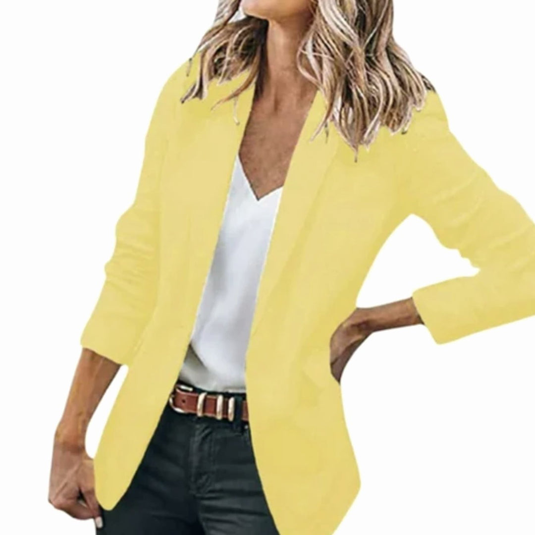 Women's Open Front Long-Sleeve Work Blazer - Yellow