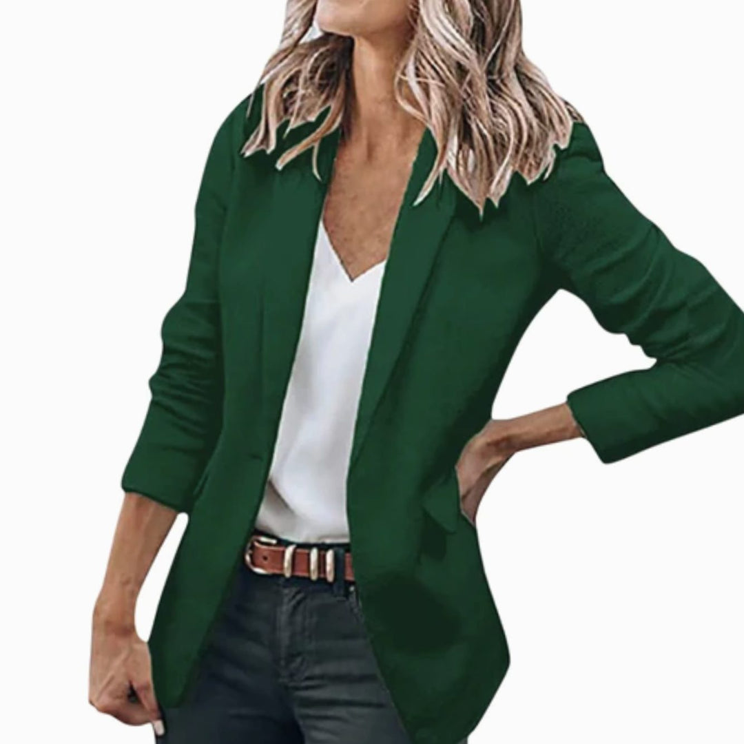 Women's Open Front Long-Sleeve Work Blazer - Green